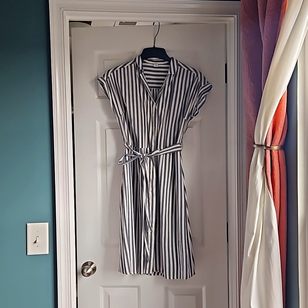 Blue and White Striped Shirtdress